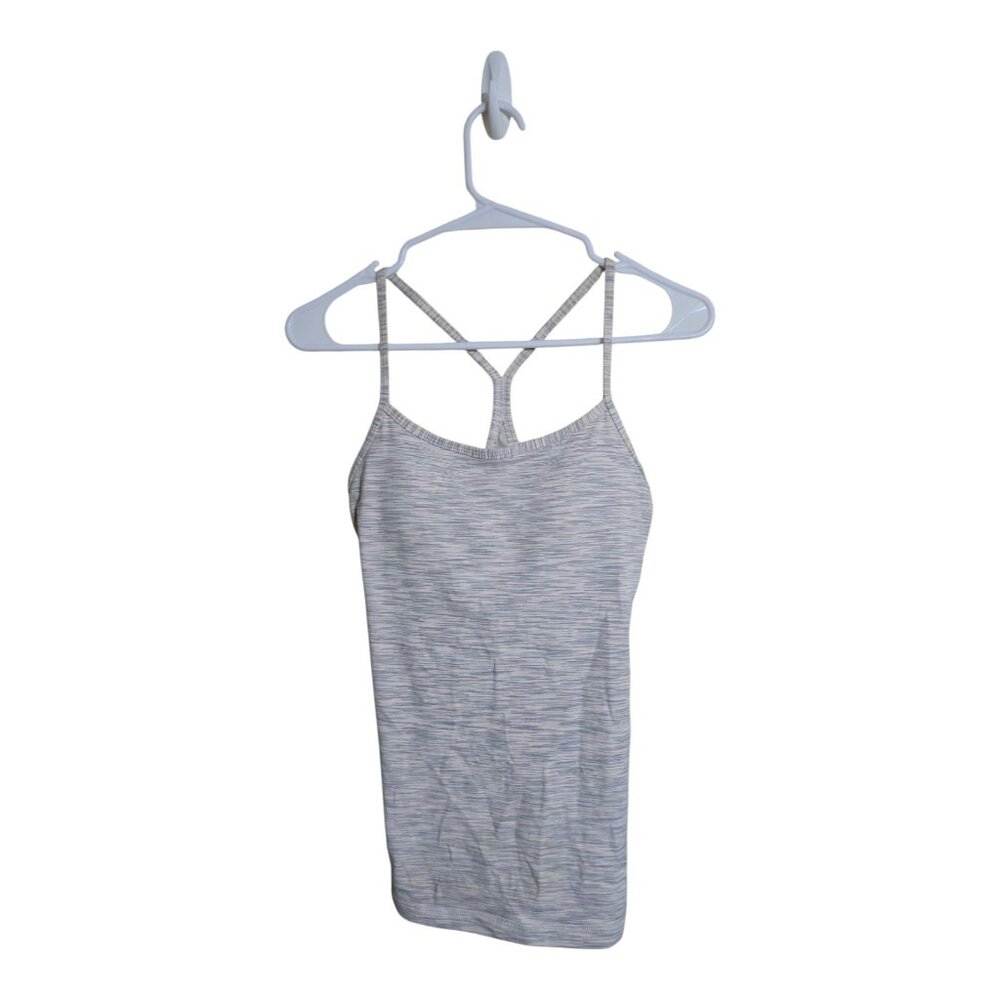 Lululemon Top Women 6 Power Y Racerback Tank Pink Gray Marled Athleisure Gym